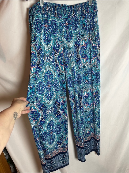 Soma Pants - Soma Blue Paisley Wide-Leg Women's Pants